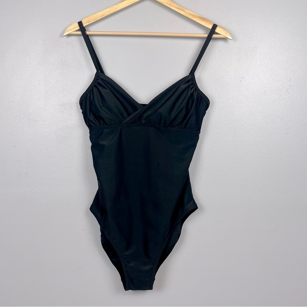 Calvin Klein black modest 1 piece swimsuit, size 10.